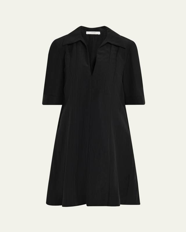 Short-Sleeve A-Line Short Dress